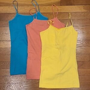 Miley Cyrus & Max Azria Blue, Peach, and Yellow Camisole Trio